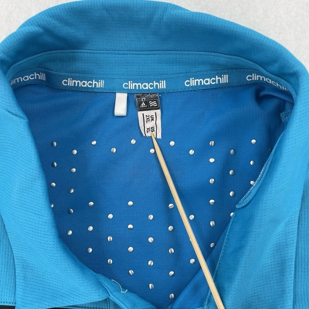 Adidas Climacool Polo Shirt Mens XL Blue Colonial Country Club Golf Logo